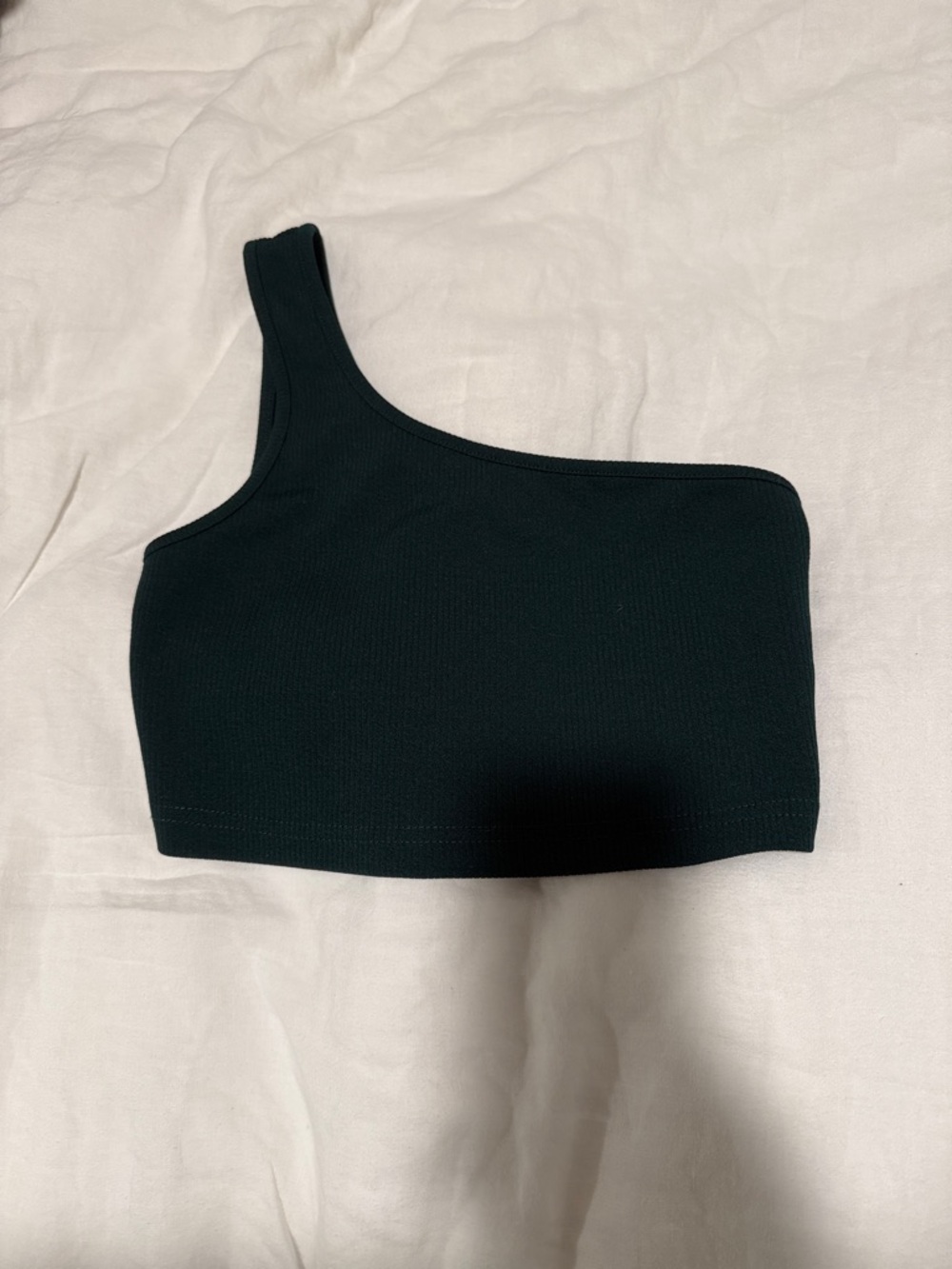 Asymmetric One-Shoulder Dark Green Crop Top